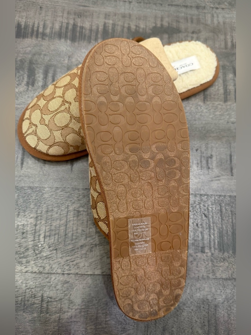Coach Tan Shearling-Lined Slip-On Slipper - Picture 4 of 7